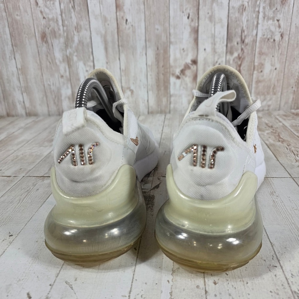 Nike Air Max 270 White Rose Gold Rhinestone Shoes 943345-103 Womens 8 Youth 6.5Y - Picture 3 of 8